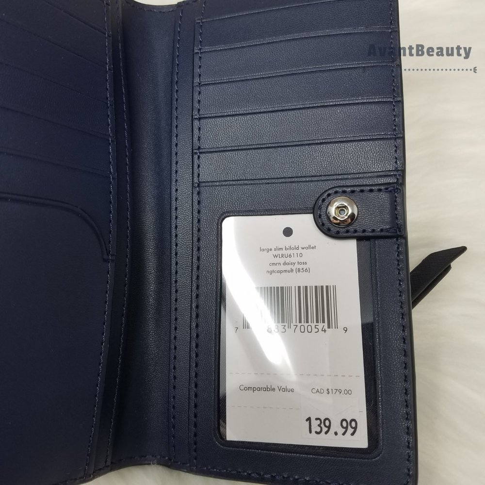 Kate Spade Bifold Wallet Daisy Toss Night Cap Navy - Picture 6 of 7
